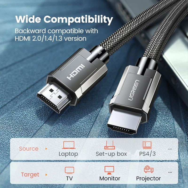 UGREEN HDMI Cable 2.1 4k 8k 48Gbps HD135 Luxury Zinc Alloy Model 02