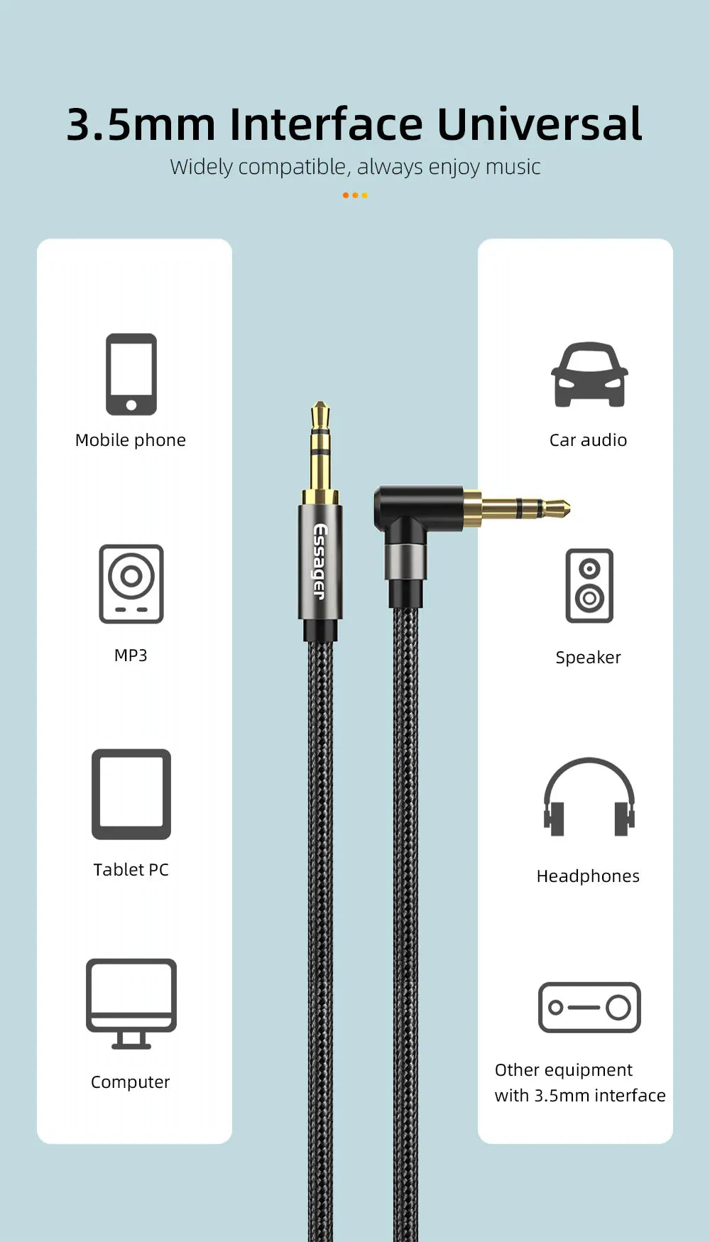 Essager Aux Cable Male to Male 90 Degree 11